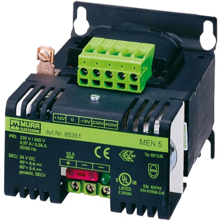 Murrelektronik MEN POWER SUPPLY 1/2-PHASE, SMOOTHED, IN: 115/230+/-15VAC OUT: :24V/1ADC, screw or DIN mounting 8985360